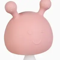 Прорезыватель силиконовый для зубов с погремушкой 3 в 1 M&B «Зайка», розовый