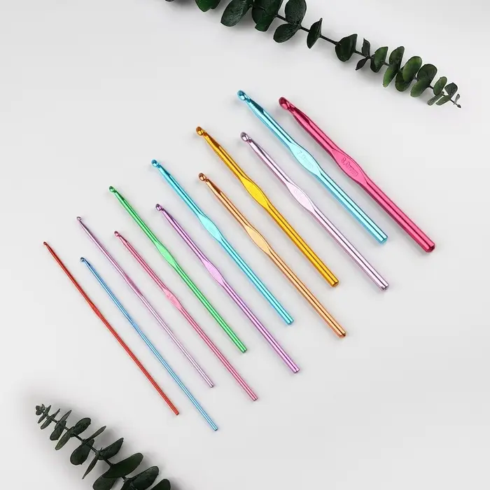 Набор крючков для вязания, d=2-8 мм, 14.5 см, 12 шт., разноцветный