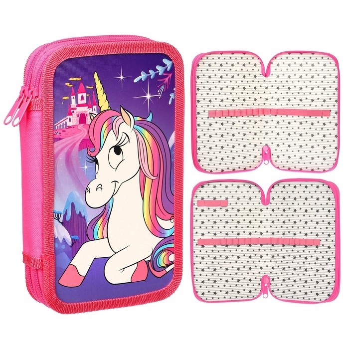 Пенал 2 секции,125х205х40 мм, ламинированный картон, Минни Маус и единорог Пенал 2 секции,125х205х40 мм, ламинированный картон, Минни Маус и единорог