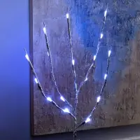 Светодиодная ветка 70 см, 20 LED, серебристая, от батареек AAх2, свечение белое
