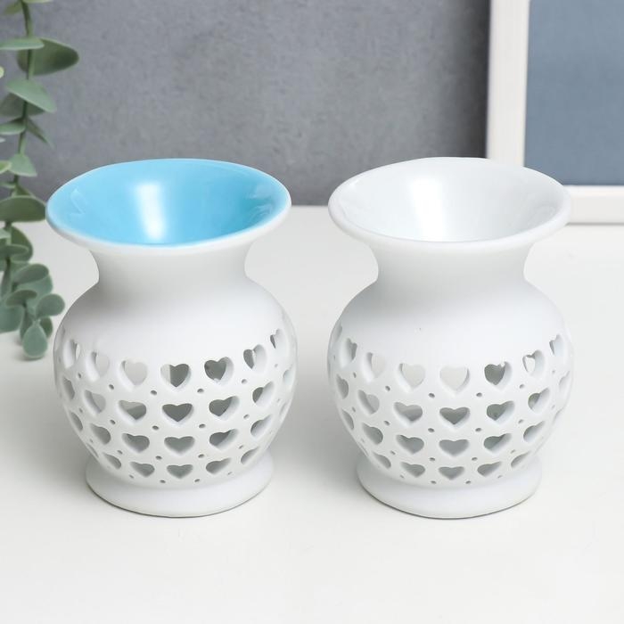 Аромалампа керамика Аромалампа керамика "Сеточка из сердец" МИКС 9х7,5х7,5 см