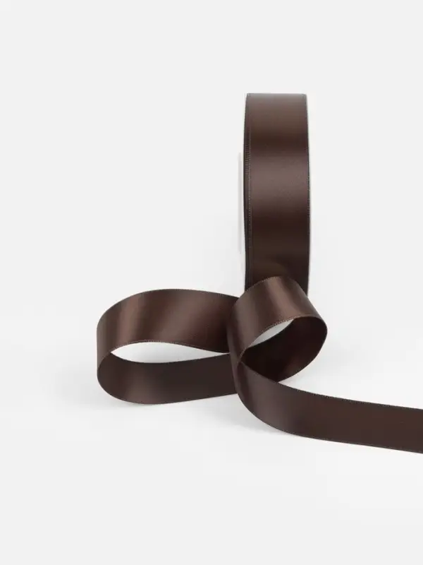 Лента атласная TEIRA, двухсторонняя, 25 мм, 25&plusmn;1 м, коричневая №0850