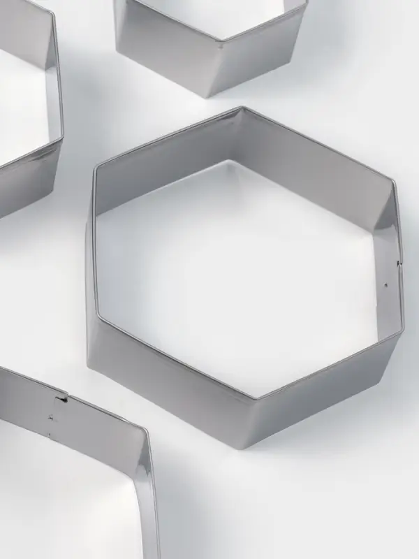 Формы печенья Доляна &laquo;Шестиугольник&raquo;, набор 5 шт., 9.6&times;8.3&times;2.5 см, нержавеющая сталь, серебристые