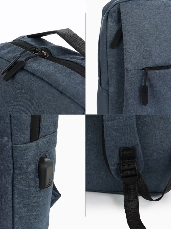 Рюкзак городской на молнии, с карманами, с USB, размер 29&times;11&times;39 см, синий
