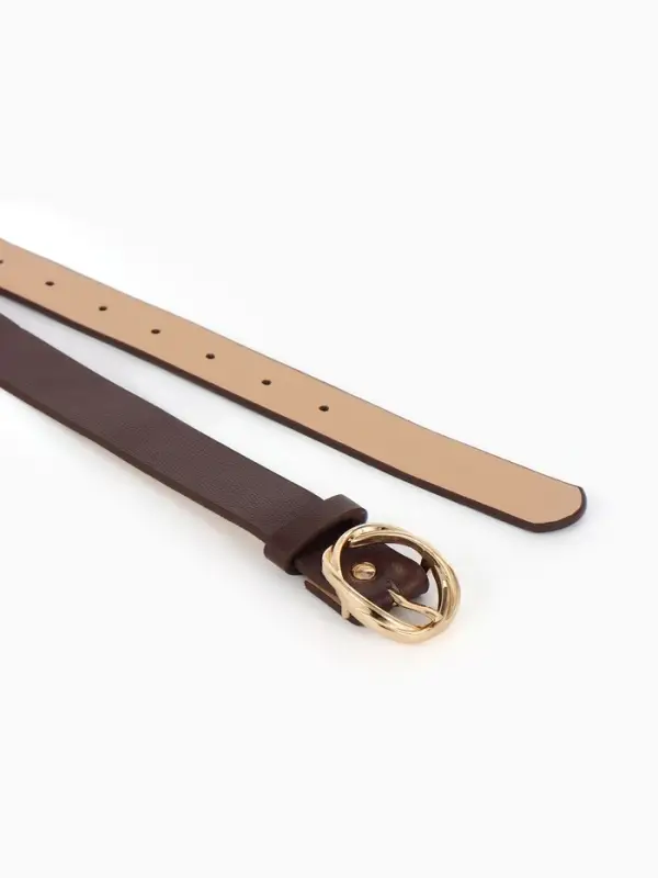 Ремень жен 05-01-01-01, Июнь2510, 2,9*0,3*110 см, без винта, пряж золото, 1 прокол, корич