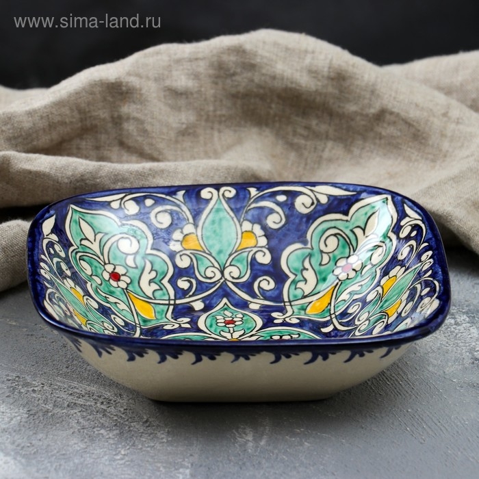 Салатница Риштанская Керамика "Цветы", 19 см, микс