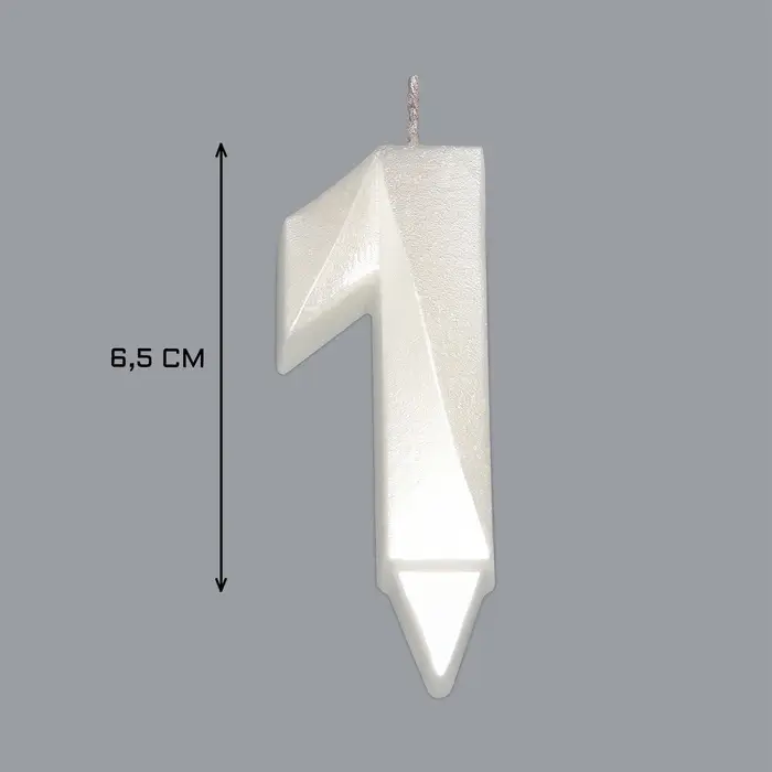 Свеча в торт «Грань», цифра 1, жемчужный, 6.5 см Свеча в торт «Грань», цифра 1, жемчужный, 6.5 см