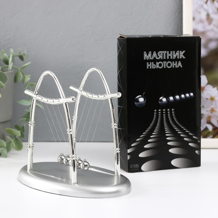 Маятник Маятник "Шары Ньютона" бамбук серебро 14х18х11 см