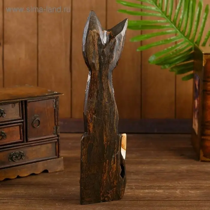 Сувенир дерево "Кошка с белыми ушками" 5,5х11х40 см