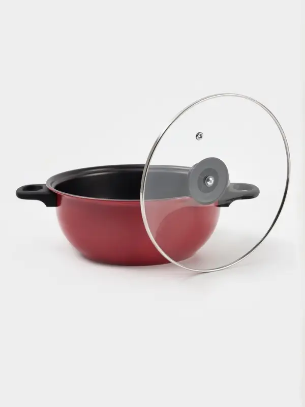 Набор посуды Promo Stone violet: кастрюля 3 л, d=24 см, ковш 1.3 л, сковорода d=24 см, крышки 2 шт., антипригарное покрытие, бордовый