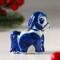 Сувенир "Конь Ураган", 5х5 см, гжель