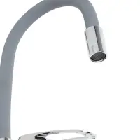 Смеситель для кухни ZEIN Z2115, однорычажный, гибкий излив, картридж 40 мм, серый/хром