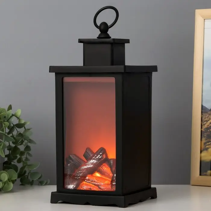 Ночник RISALUX &laquo;Камин&raquo;, LED, 13&times;13&times;30 см, чёрный