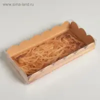 Коробка для печенья, кондитерская упаковка с пластиковой крышкой, Hand made, 10.5 х 21 х 3 см