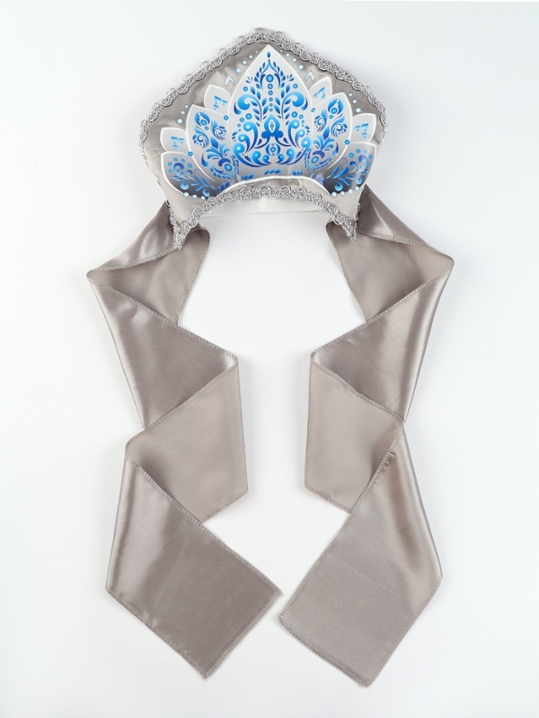 Карнавальный кокошник  Карнавальный кокошник "Зимние узоры", цвет серебро, р-р 54-58