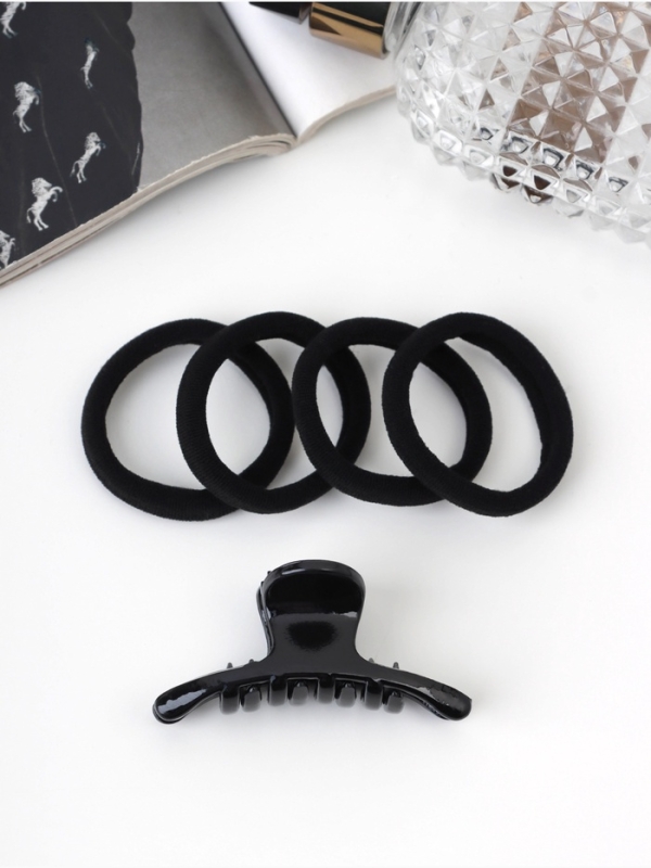 Набор для волос «Вивьен», 4 резинки 5.5 см, краб 6 см, классика дуга, чёрный Набор для волос «Вивьен», 4 резинки 5.5 см, краб 6 см, классика дуга, чёрный