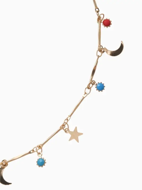 Чокер &laquo;Полумесяц&raquo;, цветной в золоте, 35 см