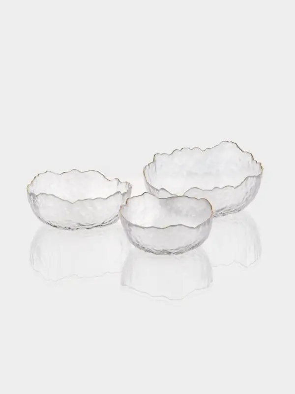 Набор салатников "Вулкан" 3 шт, золотой обод, 20х8 см