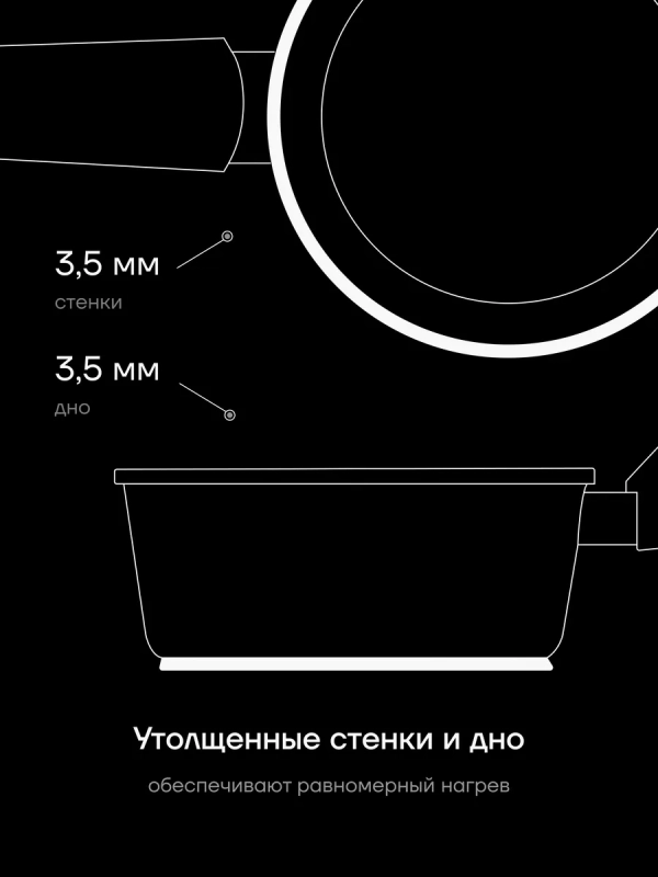Ковш сотейник со стеклянной крышкой 16 см Graphit-16SP 1,6 л Ковш сотейник со стеклянной крышкой 16 см Graphit-16SP 1,6 л