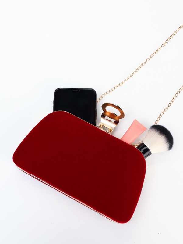 Сумка жен, 20*6*12, отд на фермуаре, цепь, текстиль, красный