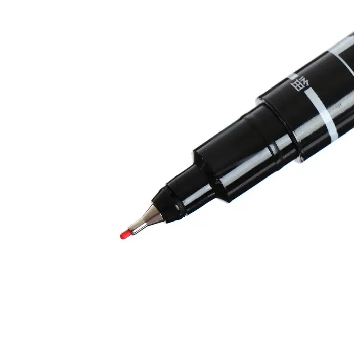 Набор маркеров перманентных, 12 цветов, двухсторонние, узел 0.5 мм / 1.0 мм, в пластиковом пенале