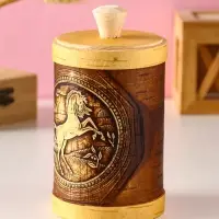 Туес "Конь вороной" d8, высота с хватком 15,5см, береста Туес "Конь вороной" d8, высота с хватком 15,5см, береста