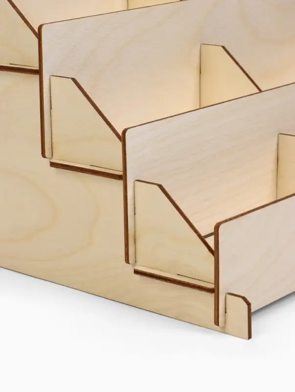 Подставка под открытки 12 ячеек по 12 см, 38.1&times;23&times;25 см, толщина 3 мм, бежевая