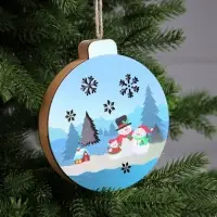 Ёлочная игрушка &laquo;Семья снеговиков&raquo;, 15&times;16.7 см, 1 LED, от батареек, свечение тёплое белое