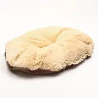 Лежанка для кошек и собак, 65&times;50&times;20 см, рогожка, искусственный мех, коричневая