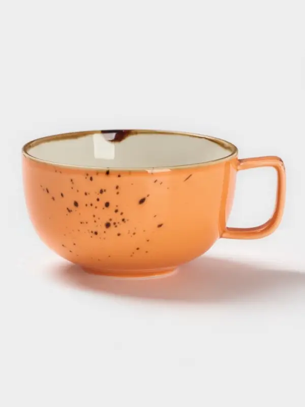 Чайная пара Magistro &laquo;Церера&raquo;, 2 предмета: чашка 250 мл, блюдце d=16.3 см, фарфор, оранжевая