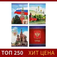 Тетрадь 48 листов в клетку Calligrata «Россия», обложка мелованная бумага, блок №2, белизна 75% (серые листы), МИКС