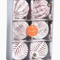 Набор шаров пластик d-8 см, 6 шт "Вестон" веточки, бело-красный Набор шаров пластик d-8 см, 6 шт "Вестон" веточки, бело-красный