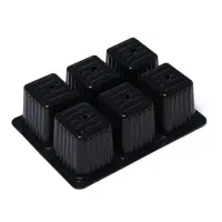 Кассета для рассады, 6 ячеек по 120 мл, пластик, чёрная, 18&times;13&times;6 см, набор 10 шт., Greengo