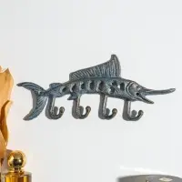 Крючки настенные &laquo;Осётр&raquo;, ключница декоративная, чугун, 25.5&times;11&times;1.5 см