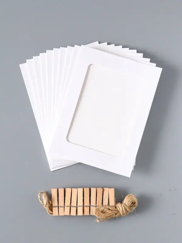 Фоторамки с прищепками на веревке 10х15 см "Белая" набор 10 шт, веревка 2 м 22х14х1,5 см