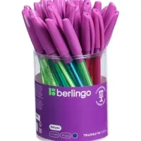 Ручка шариковая Berlingo. Triangle 110 Color, синий стержень, узел 0.7 мм, резиновый упор, МИКС