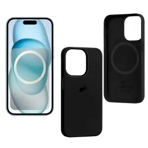 Чехол для iPhone 15 Pro Silicone Case 100% ORG (MagSafe + анимация NFC Clear) c LOGO Black