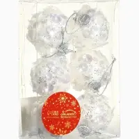 Ёлочные шары &laquo;Альваро&raquo;, d=5 см, набор 6 шт., пайетки, белые
