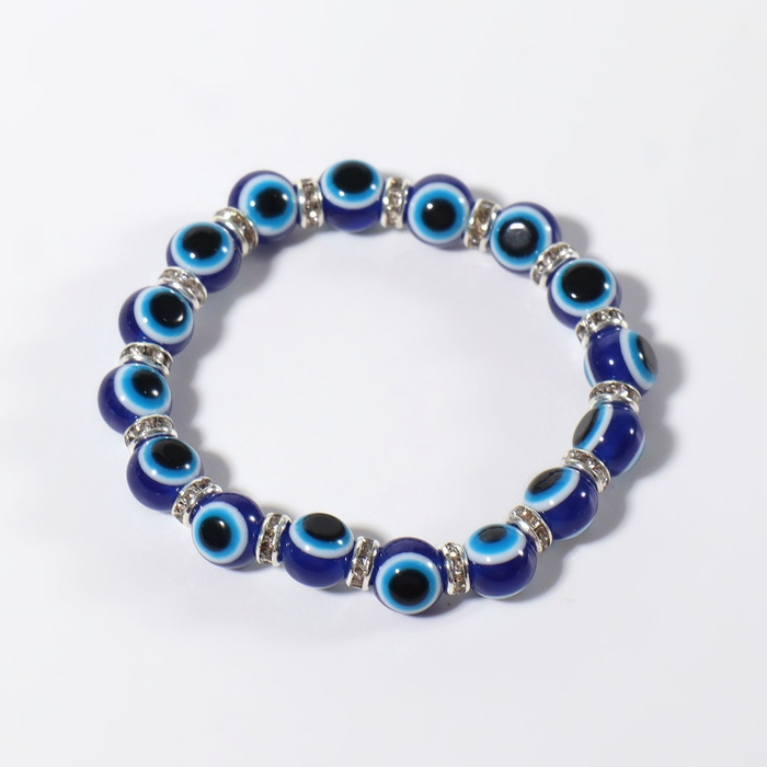 Браслет-оберег «Детский» глазки, цвет синий в серебре, d=3 см