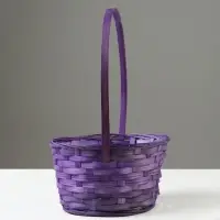 Корзина плетеная, D21 х 10/34 см, фиолетовый, бамбук