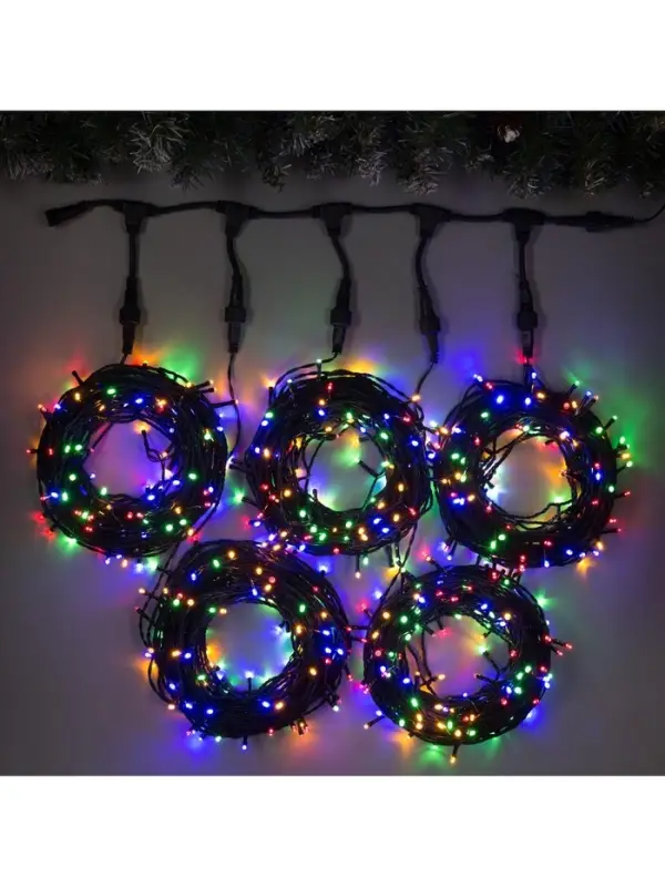 Гирлянда &laquo;Клип-лайт&raquo; 5 нитей по 20 м, IP44, УМС, тёмная нить, 665 LED, свечение мульти, 24 В