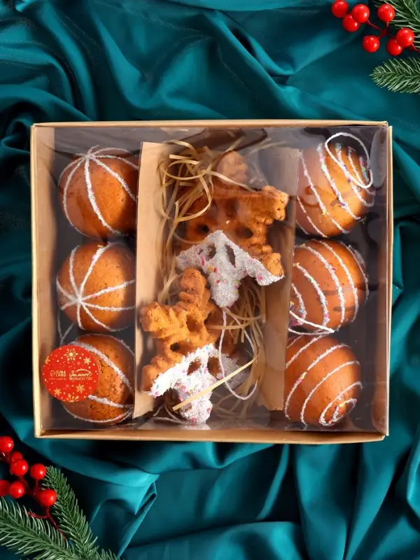 Набор украшений пластик 8 шт "Печенье" d-8 см и 11 см, коричневый