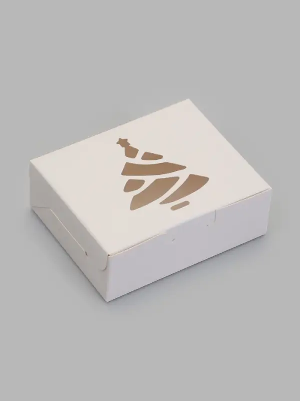 Коробка складная Елочка белая 10 х 8 х 3,5 см (фас 20шт)