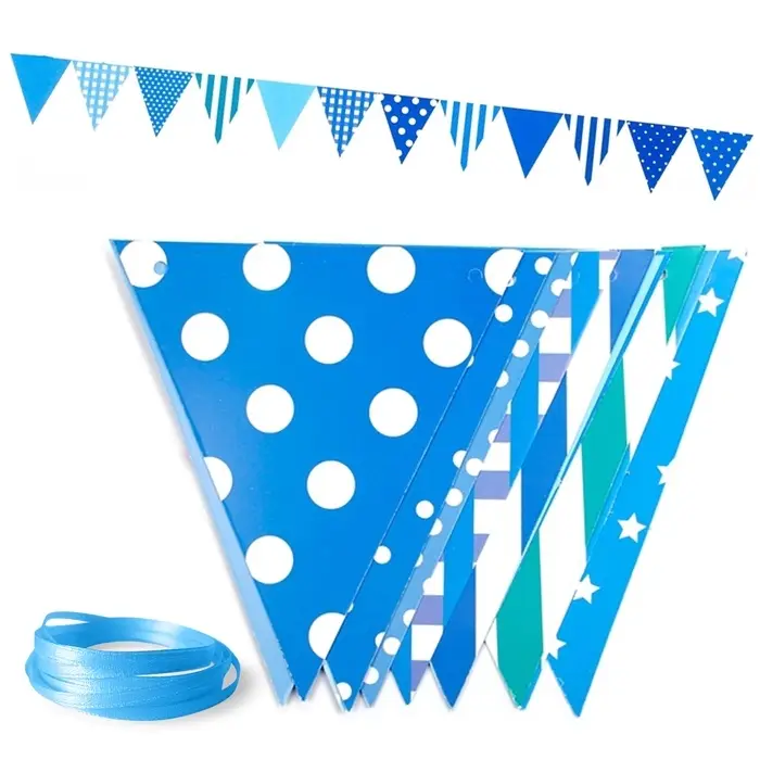 Гирлянда "Флажки, Ассорти дизайнов" голубой, 500 см, 16*14 см*12 шт.