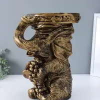 Фигура-подставка "Слон сидя" чёрный с золотом, 44х37х30 см