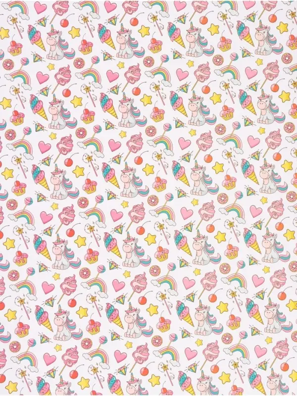 Бумага упаковочная глянцевая &laquo;Единорожки&raquo;, 70&times;100 см, 1 лист