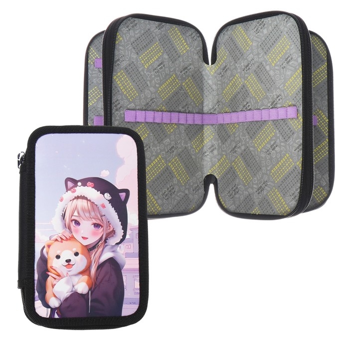 Пенал 3 секции, 125 х 205 х 55 мм, Calligrata 30П26/3 Пенал 3 секции, 125 х 205 х 55 мм, Calligrata 30П26/3 "Корея", ламинированный картон