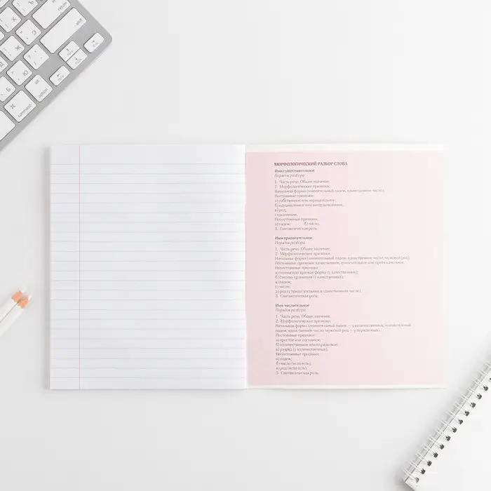 Тетрадь в линейку, предметная, 48 л.,на скрепке, А5 &laquo;РОЗОВАЯ СЕРИЯ. Русский язык&raquo;