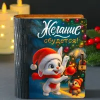 Новогодняя копилка-шкатулка "Желание сбудется" 14х12х5 см