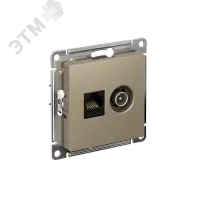 Розетка ATLASDESIGN двойная компьютерная+ТВ RJ45+TV категория 5E механизм шампань